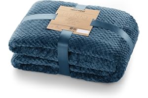 DecoKing Kuscheldecke 70x150 cm Indigoblau Decke Microfaser Wohndecke Tagesdecke Fleece weich sanft kuschelig skandinavischer Stil dunkelblau Henry