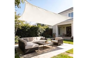 HAIKUS Toldo Vela de Sombra Impermeable Rectangular 3x4m Protección UV PES, Toldos para Patio Exterior Jardín Terraza - Crema