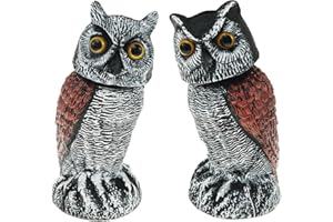 JOKAPY Gufo Spaventapasseri, Dissuasori Piccioni Impermeabile con 360° Testa Rotante Occhi Riflettenti Realistici, Gufo Scaccia Piccioni Gira Dissuasori Per Uccelli Finti Spaventa Piccio (2, B+C)