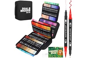 Sonlaryin Feutres Coloriage Adulte, 180 Stylos à Colorier Stylos Pinceaux à Double Pointe Pinceaux Marqueurs d'art Calligraphie Lettrage Feutre pour Coloriage, Dessin, Création Artistique