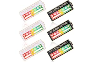 CXXTKCXXLC My Social Battery Pin, 6 Stück Lustige Broschen für Soziale Stimmung, Verstellbare Pins Anstecker mit 7 Emotionen, Stilvolle Sozial Batterie Pins Broschen Anstecknadeln Geeignet für Männer und Frauen
