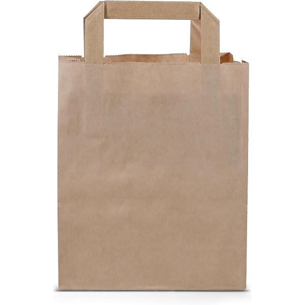 Sacs Cabas Papier Kraft 25 Pièces - 28x10x22cm, 6L, Poignée Plate, Résistant 80g/m², écoresponsable