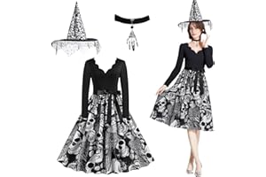 CHENBOOW Elegante Curvy Slim Fit Swing,Abito Tunica Manica Lunga Partito,Halloween Vestito,Curvy Slim Fit Vestito Lungo Stile,per Carnevale,Carnevali e Feste a Tema,Halloween