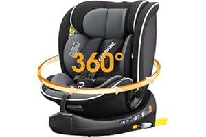 Reecle I-Size 360 Swivel Baby Car Seat, 40-150cm (0-12 Years), Compatible with ISOFIX (Black)