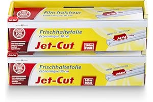 Jet-Cut Pellicola Per Alimenti da Tagliare, Trasparente, Confezione Scorta, Consumatori 30 cm x 140 M Set da 2