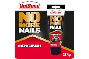 UniBond 1968125 No More Nails Original, adhésif de montage robuste, colle forte pour bois, céramique, métal, etc., adhésif blanc à prise instantanée, 1 tube de 234 g