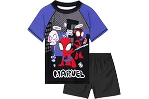 Marvel Spiderman de Baño Niño Bañador Dos Piezas con Camiseta y Bañador Corto para Piscina Playa Regalos para Niño