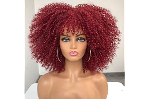 CoCrowns Perruques afro courtes bouclées de 35,5 cm pour femmes noires (bordeaux)