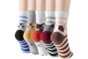 WORPICE Ladies socks - 5 Pairs Socks for women, Cute Animal Womens Thermal Socks with premium gift box, Warm Soft Winter Fuzzy Socks for Women- UK Size 4-7, Gifts for Women