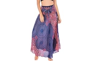 FEOYA 2 en 1 Jupe Longue Été Femme Fluide Robe Boheme Chic Femme Jupe Boheme Femme Jupe Fleurie Femme Plage Jupe Africaine Femme Été Taille Unique