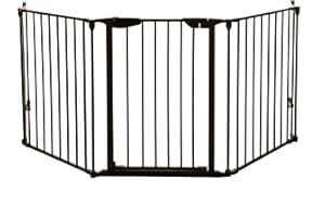 Dreambaby Newport 3-Panel Adapta Child Safety Gate - Fits Opening from 85.5-200cm wide. 74cm Tall - with Smart Stay Open Feature- Black -Model G2021BB