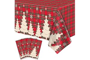 Dvaorc 4 Pack tovaglia di Natale Rettangolo Plaid tovaglia con albero di Natale Snowflake copertura del tavolo per la cena, decorazione della festa di Natale