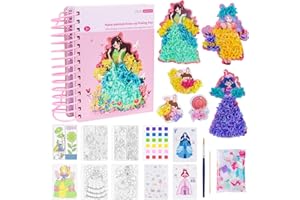 Kkluno Handmalerei für Kinder, 3D DIY Prinzessin Dress-Up Aufkleber Buch, Childhood Infinite Dream Hand-Painted, Poke Art DIY Toys Cartoon Change Dress Educational Toys