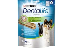 Purina Dentalife Daily Oral Care Medium, Snack Dental, premio para perros medianos , 6 bolsas de 5 sticks - 30 sticks