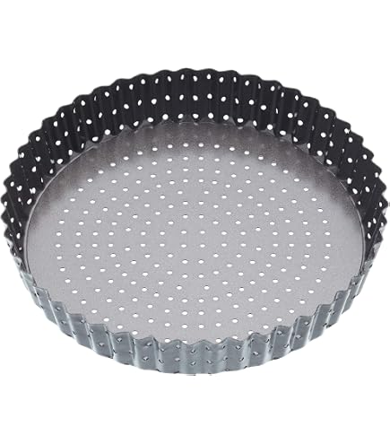 MGE - Stampo Antiaderente per Quiche e Torte con Base Rimovibile - Teglia da Forno per Crostata e Quiche Bordo Scanalato - 26 cm