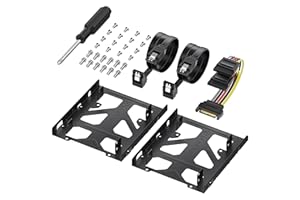 Paquete de 2 adaptadores de disco duro de 2,5 a 3,5 de Cable Matters para unidades SSD (adaptador SSD 2.5 a 3.5) en negro - El kit incluye soporte, tornillos, cables y destornillador