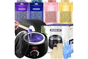 IFANZETECH Kit de depilación para mujeres y hombres: calentador de cera con pantalla digital para depilación, visualización precisa de la temperatura, paquete de 4 cuentas de cera dura, 30 varillas aplicadoras