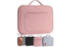 heouvo Bible Covers for Women, Quilted Cotton Cover with Pockets/Handle, Oversized Protective Zipper Bags, Great for Bible Study/Daily Use, Perfect for Women and Girls (Pink)