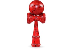 GANZOO Kendama in vero legno di faggio, Model 'Red & Black', gioco di abilità