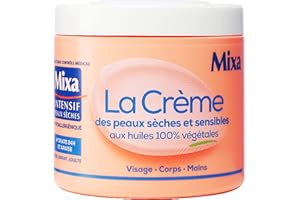 Mixa Intensive Skin Dry - Krem do skóry suchej i wrażliwej - Wielozadaniowy - Twarz, Ciało, Ręce, Stopy - Odżywia 24 godziny i łagodzi - Szybka penetracja - Hipoalergiczny - słoik 400 ml