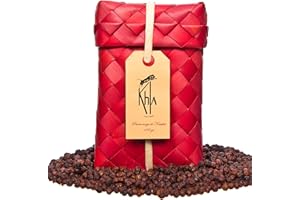 KHLA - Pimienta roja de Kampot Premium IGP - 100 g - Pimienta en Grano en Sobre - Procedente de la Agricultura Ecológica - Embalaje Tradicional en Hojas de Palma