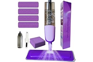 FLOORINGTON Spray Mop for Floor Cleaning Wet & Dry Microfiber Mop with 550ML Refillable Bottle, 4 Washable Pads, 4 Microfibre Cloth and 1 Scraper Perfect for Home, Kitchen, Hardwood, Tile Floors PS08
