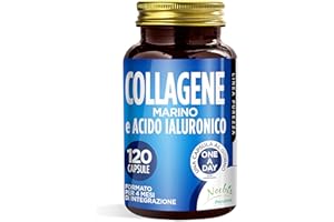 NOEBIS PHARMA Collagene Marino Idrolizzato e Acido Ialuronico - 120 Capsule - 4 Mesi di Integrazione - 370 mg di Collagene e 30 mg di Sodio Ialuronato per 1 Capsula - Benessere per Pelle Ossa e Articolazioni