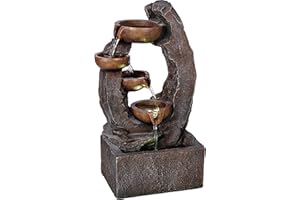 STILISTA Fontana da giardino briciole 46 x 26,5 x 17 cm, con illuminazione a LED, pompa inclusa