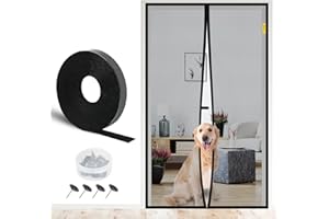 fowong Upgrades Fliegengitter Balkontür mit 10x Reißfestigkeit Nanogitter, 110x210 cm, verstärkte Magnet Fliegengitter-Tür Insektenschutz ohne Bohren für Balkontür bis 5 Jahren Garantie, Schwarz