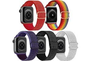 chinbersky 5 Pack Sport Loop Armbands Kompatibel mit Apple Watch 38mm 40mm 41mm 42mm 44mm 45mm 49mm für Damen Herren, Nylon Elastisch Dehnbar Ersatzband für iWatch Series 8/7/6/5/4/3/2/1/SE