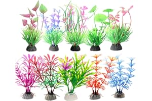 RJMBMUP Fish Tank Decorations，Small Artificial Plastic Plants Aquarium Ornaments Multicolor Accessories Set for Tropical Goldfish 10Pcs