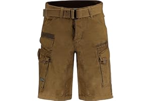 GEO NORWAY PANORAMIQUE Men - Bermudas Short Algodón Fit - Pantalones Cortos Deportivos para Hombres - Bermudas Hombre - Shorts Cortos Cinturón - Bermuda Ajuste Normal Cómodo