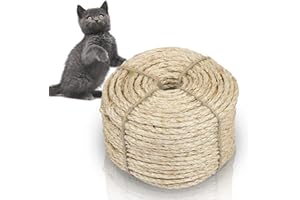 Eulenke Cuerda de Sisal Cuerda Sisal Natural 8mm X 60m, Cuerda de Yute Cuerda para Rascador de Gatos, Cuerda rascador para Gatos Hecho a Mano, decoración de jardín, Accesorios para Gatos