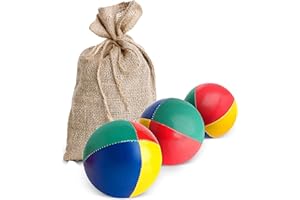 Mister M | 3 Pelotas de Malabares en Saco de Yute Beige | Fáciles de agarrar | Revestimiento Impermeable y Acolchado ecológico | Apto para Principiantes y Expertos | con App y videotutorial Online