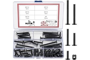 BNNRJIA 60 Pcs M6 Bolts Nuts Kit, Crib Bed Screws Replacement Kit, Hex Socket Head Cap Screws Nuts, Barrel Bolt Nuts Assortment Kit for Furniture Cots Beds Crib Nuts Bolts, Black