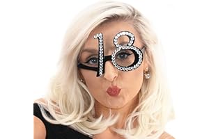 Pohotobooth Props Ltd Number-shaped Milestone Birthday Diamante Glasses 18th 21st 30th 40th 50th 60th Birthday Black or Pink Colour