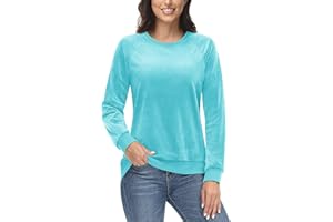 TACVASEN Damen Sweatshirts Velour Winter Fleece Pullover Crewneck Langarmshirts Warme Freizeitshirts