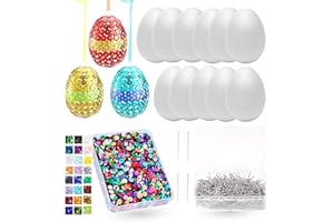 TK GRUPPE TIMO KLINGLER Set per la Pasqua - con 12 uova di polistirolo, uova di Pasqua, paillettes colorate, aghi per decorazioni e artigianato