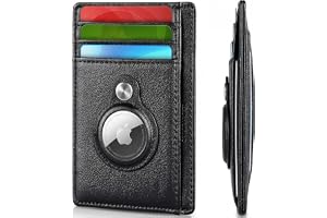 Svart KF-Premium Airtag RFID-plånbok PU-läder kreditkort pengar hållare AirTag-skydd Air Tag-fodral, Svart, En storlek passar alla, Minimalistisk