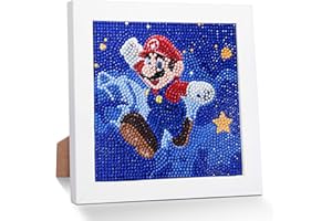 QDUODUO Diamond Painting mit Rahmen für Kinder ab 6 Jahre und Erwachsene Anfänger, Cartoon Super Bros 5D Diamant Malerei Bilder, 18x18cm Kleine DIY Bastelset, Mosaik Basteln Kit für Jungen Mädchen