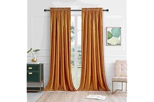 SANCHUNG Orange Velvet Curtains for Living Room Blackout Thermal Insulated 2 Panels Rod Pocket Darkening Drapes for Bedroom 66 x 72 Inch
