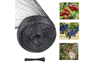 HUXAWAK Vogelschutznetz 4x6M, Teichnetz Vogelnetz Engmaschig mit 20 Stück Kabelbinder,Taubennetz Balkon, Pflanzenschutznetz,Gartennetz Obstbaumnetz für Balkon,Gärten,Teich Kirschenbaum (Schwarz, 4 * 6m)
