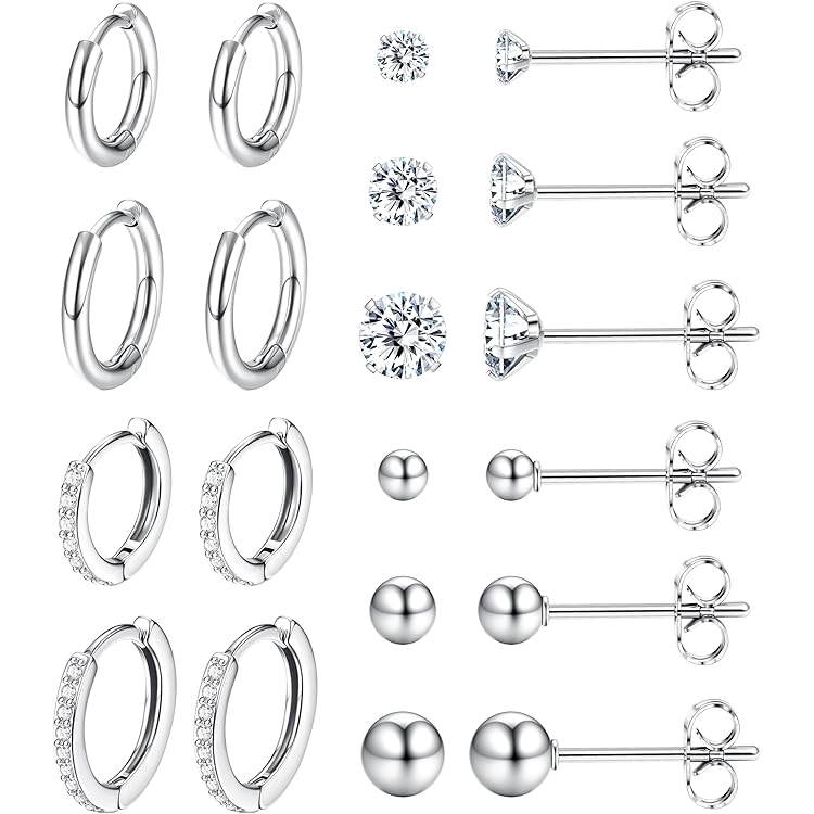 Or 5-10 Paires Creoles Acier Inoxydable Boucles D'oreilles Femme Homme Hypoallergénique Boucles