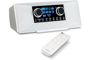 MEDION P85333 Internetradio mit DAB+ (WLAN, UKW, Spotify Connect, Amazon Music, USB, Kopfhörer-Anschluss, AUX, Stereo Line-Out Cinch, Sleep Timer) weiß