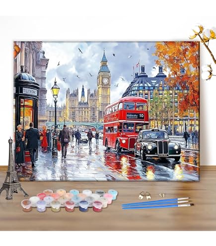 MAXBYE Dipingi con i Numeri Adulti con Telaio, Gabbiani Kit di Pittura