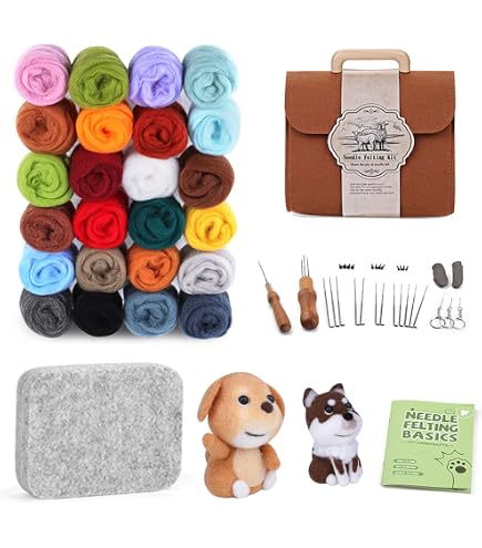 DEANKEJI 25 Couleurs Laine Pure Feutre, 2g Par Kit Laine Cardée Débutant, Livré avec un Kit D'outils et des Instructions Outil Kit Forfait Pour Feutre, Adapté aux Travaux de Bricolage DEANKEJI 25 Couleurs Laine Pure Feutre, 2g Par Kit Laine Cardée Débutant, Livré avec un Kit D'outils et des Instructions Outil Kit Forfait Pour Feutre, Adapté aux Travaux de Bricolage