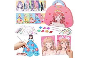 SYHDFXKNP Libro de Maquillaje de Princesas Kit Libro de Vestir Juego de Vestir Princesas Libro de Vestir a la Princesa DIY Princesa Dress-Up Libro de Pegatinas con Diamante Creative Painting Manualidades