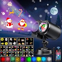 Projecteur LED Flocons De Neige Noël - Motifs 3D Animés (sapin, Père Noël...), étanche IP65, Câble 5 M - Pour Jardin, Façade, Fêtes