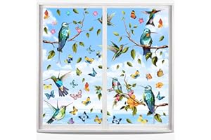 STOOKI Vinilos Adhesivos para Cristales CalcomaníA EstáTica Vinilos para Ventanas -Imagen para Ventana (110 x 85 cm), diseño de colibríes