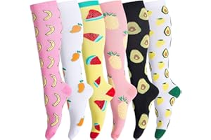 LEOSTEP Skarpety uciskowe dla mężczyzn i kobiet (6 par) antypoślizgowe długie rurki idealne do biegania, pielęgniarstwa, krążenia i regeneracji zwiększające wytrzymałość, turystyki pieszej podróży i lotu